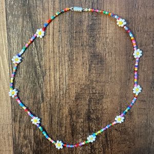COPY - Floral Beaded Choker Necklace - Rainbow!